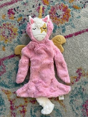 Pink Unicorn Plush Hand Puppet with Gold Wings - Plush Character Puppet